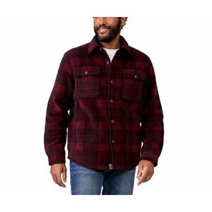 Free Country Men’s Small Long Sleeve Fleece Shirt Shacket Red Black Plaid